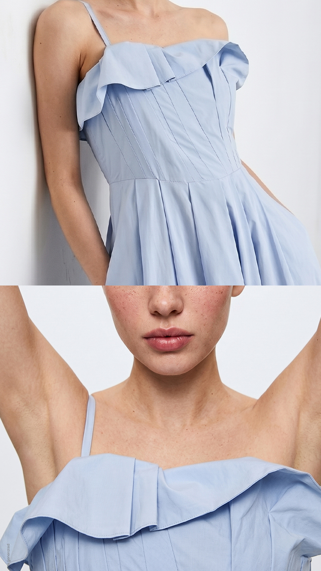 Abito In Popeline Azzurro Intrend